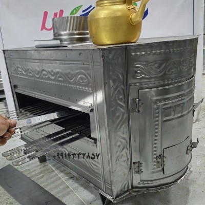 بخاری هیزمی کباب پزدار سه منظوره طرحدار سایز بزرگ