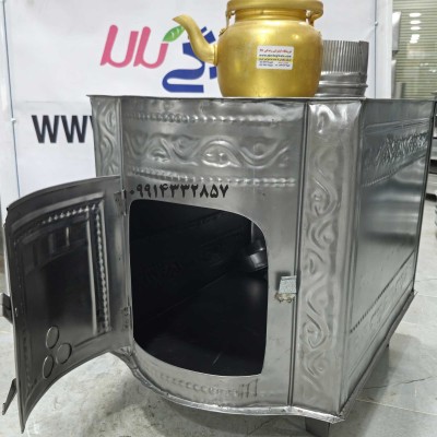 بخاری هیزمی کباب پزدار سه منظوره طرحدار سایز بزرگ